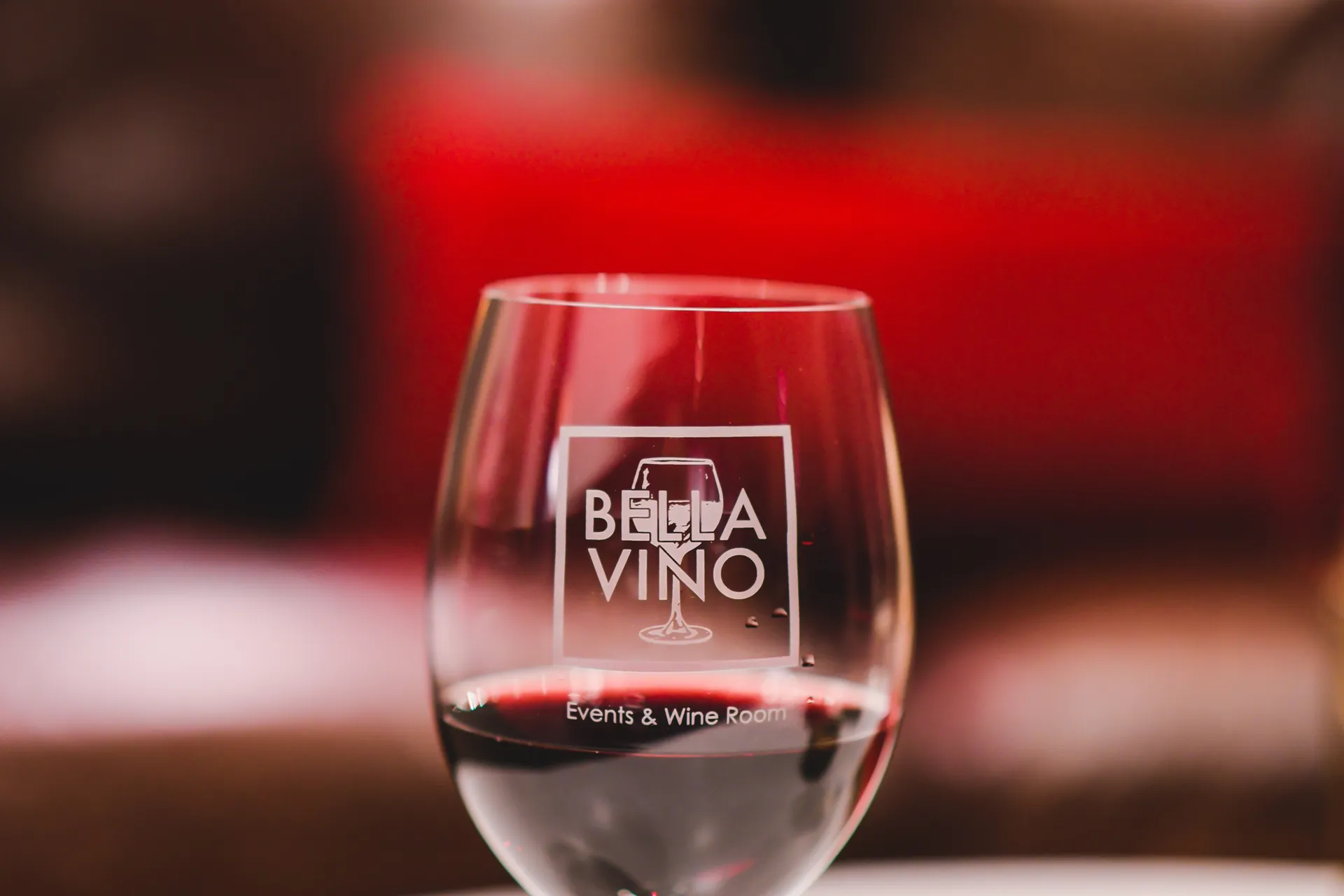 Bella Vino branded wine glass